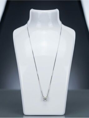 Sterling Silver Pendant Necklace with White Solitaire Moissanite Stone‼️